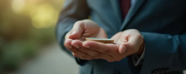 Illustration symbolique d'une main ouverte portant un équilibre fragile symbolisant une entreprise en difficulté