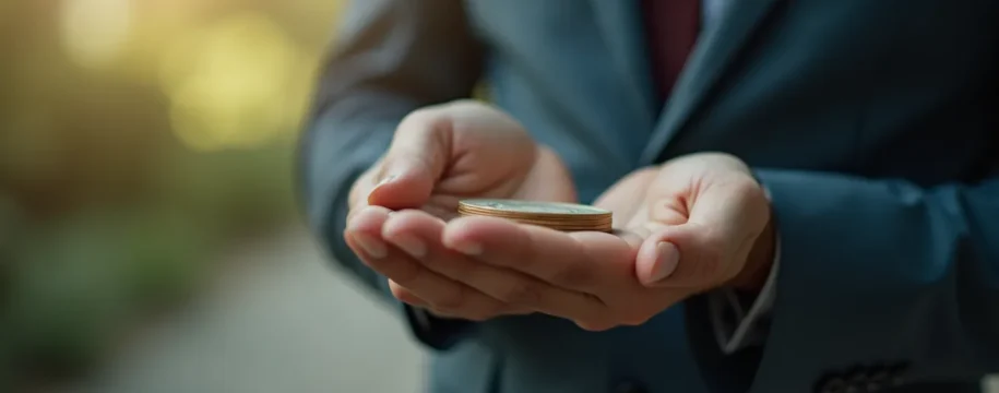 Illustration symbolique d'une main ouverte portant un équilibre fragile symbolisant une entreprise en difficulté